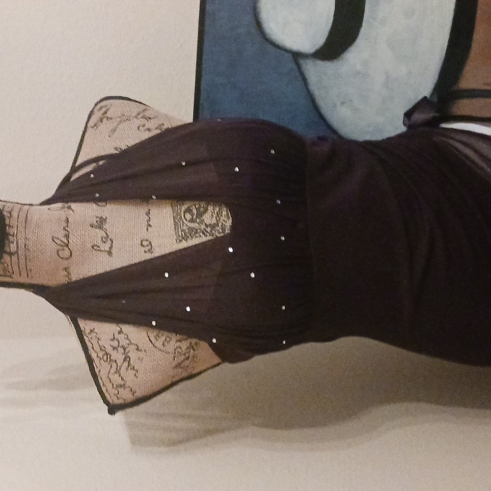 Taboo Rhinestone Brown Ruffle Dress - Picture 3 of 11